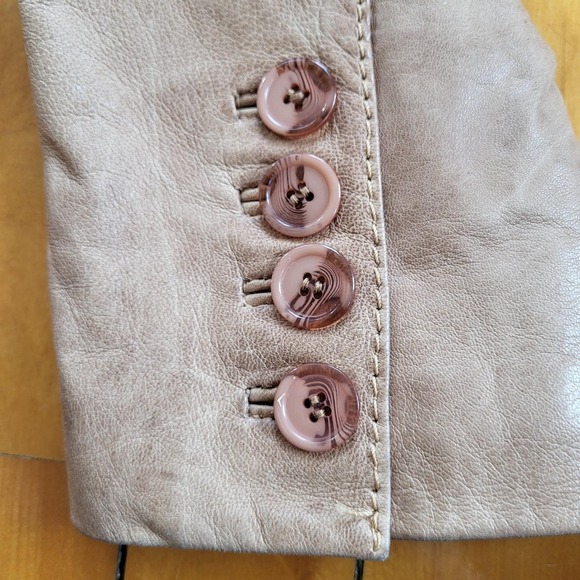 Akoury Vintage Tan Genuine Leather Button Blazer Jacket - Picture 10 of 14